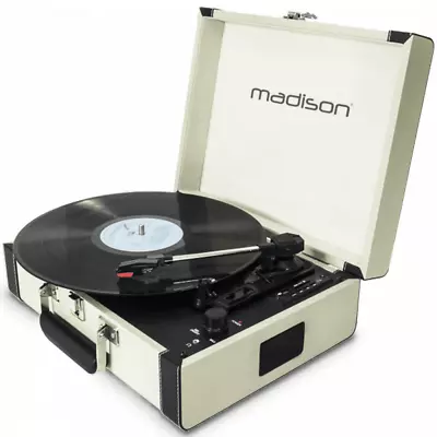 Retro Style Briefcase Turntable 33 45 78 RPM Portable Record Player Bluetooth • £75