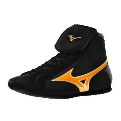 MIZUNO Boxing Shoes Easy Spectra Wax Cut Short Black X Orange Gold W/ Shoe Bag • $591.54