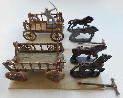 Two Painted  25mm 28mm Wagons. Ancient Or Medieval. Metal Models. • £10