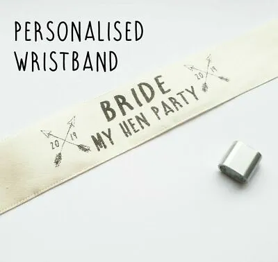 Personalised Hen Party Bride Wristband - Name Bride Tribe Arrows Festival Band • £3.95