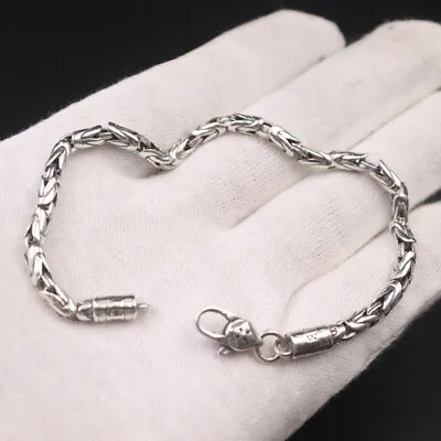 Solid 925 Sterling Silver Bracelets For Men 4mm Byzantine Link 8.3inchL • $37.04