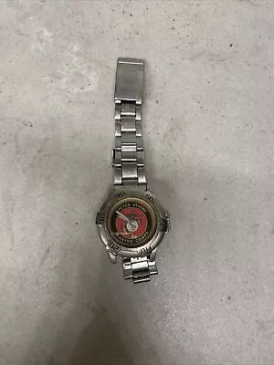 U1 Medallion Dial USMarine Corps Watch Steel Emblem Red Black Face B14 • $9.99