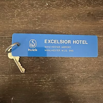 Large Blue Excelsior Hotel Keychain From The Manchester Uk Airport Vintage • $39.99