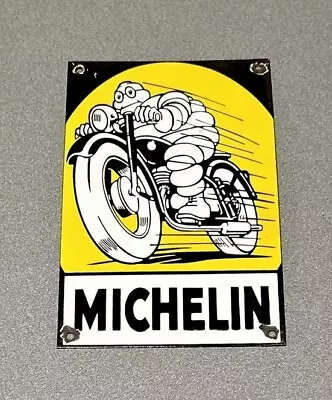 Vintage 12” Michelin Man Tires Motorcycle Porcelain Sign Car Gas Auto Oil • $94.99