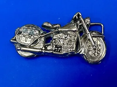 4  Wide Figural Motorcycle W/ Saddle Bag Silver Color Bikers Belt Buckle • $11.20