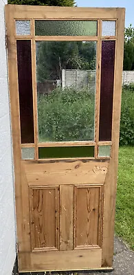 £145 • Buy Victorian Stripped Pine, Stained Glass Internal Door 194 Cm X 76 Cm