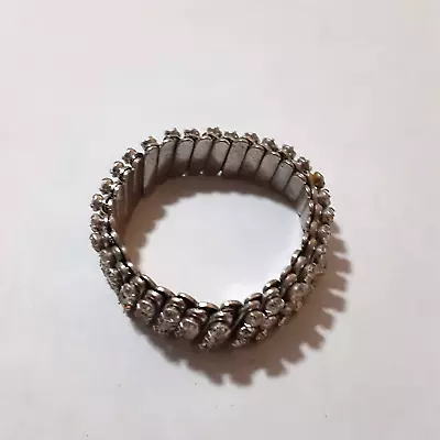 Stretch Silver Tone Rhinestone Bracelet 1/2 X6 Bling Holidays • $7