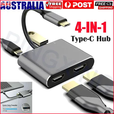 4 In 1 Multi USB Port Dual HDMI USB Type-C Hub Screen Expansion Adapter Dock  • $21.79