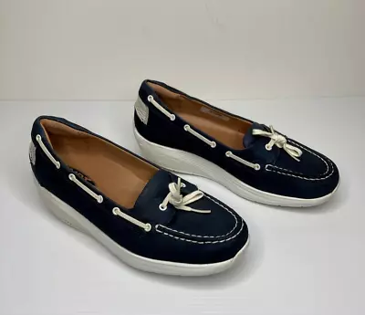 MBT Leather Navy Boat Shoes Size 39/8US Slip On Comfort Shoe • $54.95