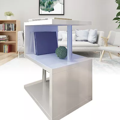 Modern 3 Tier High Gloss Coffee Table Sofa Side End Table Furniture LED Light US • $56.65