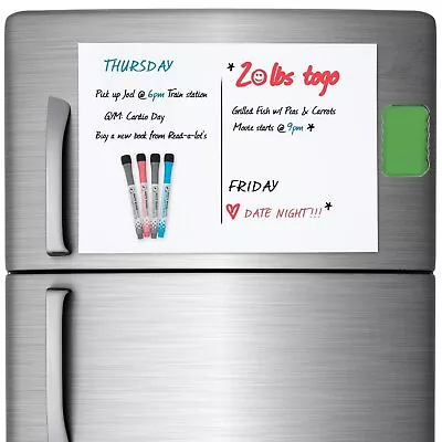 17  X 12  Calendar Dry Erase Magnetic Refrigerator Planner Blank Board+ 4 Pens • $9.98