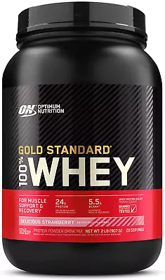 Gold Standard 100% Whey Protein Powder Delicious Strawberry 2 Pound  • $39.99