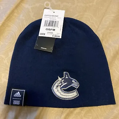 Adidas Vancouver Canucks Hat Cap Beanie Knit Retro Reverse Blue Green OSFM NWT • $15.99