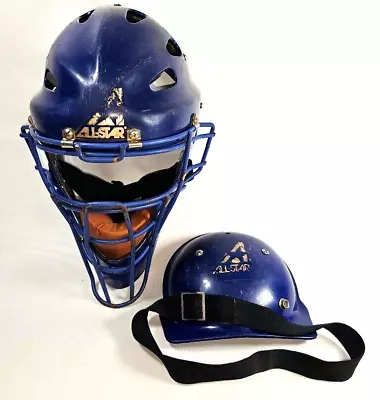 All-star MVP2210 Catcher’s Helmet Blue With Knee Pad • $32.50