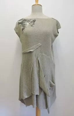 Zuza Bart Fashionable Pure Linen Blouse Tunic Dress Wool Size XXL UK 18 20 22 • £39.99