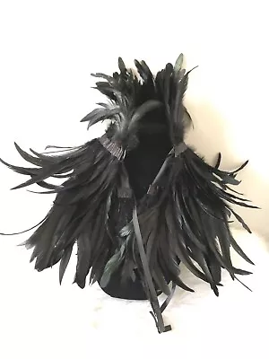 Real Natural Feather Shawl Cape Wrap Scarf Cock Hair Gothic Costume Party • $10