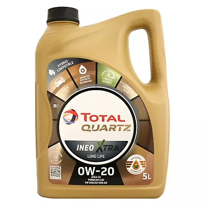 £51.95 • Buy Total Quartz Ineo Xtra Long Life 0w-20 0w20 Fully Synthetic Engine Oil 5 Litres