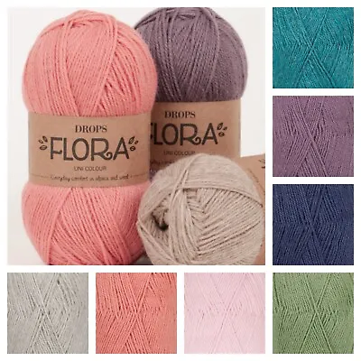 Drops Flora 4ply Alpaca Knitting Yarn Sock Wool Crochet Lace 50gr Balls • £2.50