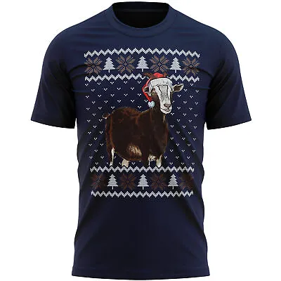 Christmas Goat T Shirt Farm Animal Gift For Secret Santa Him Her Animals Mens • £14.99