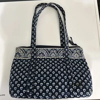 Vintage Nantucket Navy Vera Bradley 14” X 11” Blue Purse Bag Some Wear • $12.45