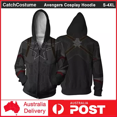 Avengers Captain America Hoodie Cosplay Jacket Casual Sweatshirt Hooded Sweater • £22.60