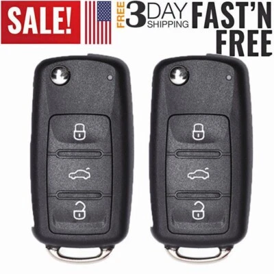 2 For 2010 - 2014 Vw Volkswagen Flip Key Fob Shell Case Jetta Beetle Passat Gti • $14.99