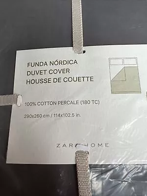 Zara Home Grey Duvet Cover 114 X 202”290 X 260 Cm Cotton Percale New Super King • £32