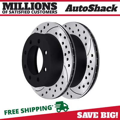 Front Drilled Slotted Brake Rotors Black Pair 2 For Ford F-250 Super Duty 6.7L • $114.06