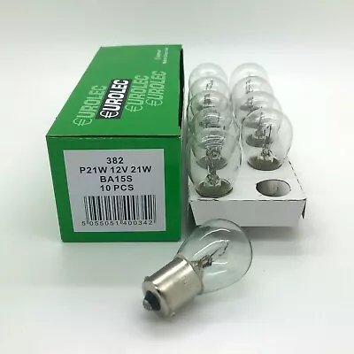 10 X Eurolec 382 P21W BA15S Brake Stop Car Light Bulb 12v 21w - E Approved • £7.99