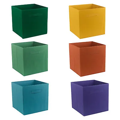 4 Or 6pc Foldable Fabric Cube Storage Boxes Collapsible Kids Toys Organiser • £14.99
