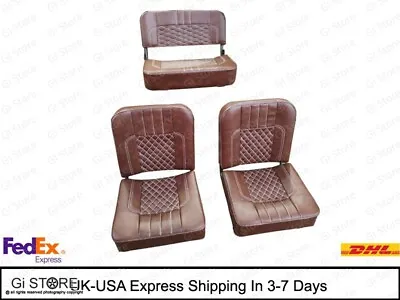 COMPLETE SEAT CUSHION SET FOR MILITARY JEEP FORD WILLYS MB GPW Brown Diamond Cut • $549.99