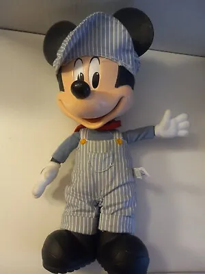 Disney Store 12  Mickey Mouse Talking Train Conductor Plush Toy Pull String Doll • £14.47