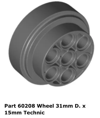 Lego 2x 60208 Dark Bluish Gray Wheel 31mm D. X 15mm Technic 8039 • $6.80