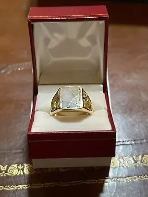 Gold Nugget Men’s Ring Quartz 18k Yellow Gold • $3950