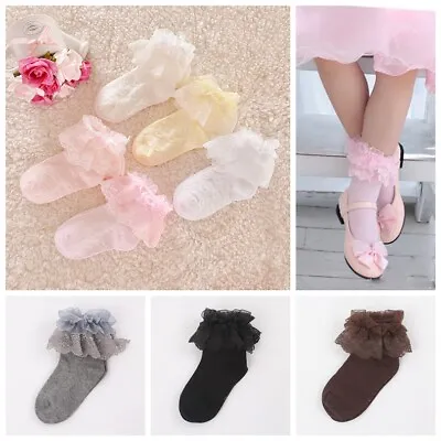 £3.58 • Buy Girls Baby Toddlers Kids Frilly Lace Ankle  Wedding Party School Socks 0-7 Years