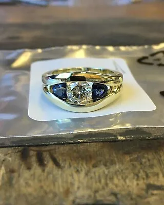 3CT Round Cut Lab Created Sapphire Men's Engagement Ring 14K Yellow Gold Plated • $87