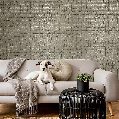 Crocodile Faux Skin Bronze Gold Metallic Alligator Leather Textured Wallpaper 3D • $4.39