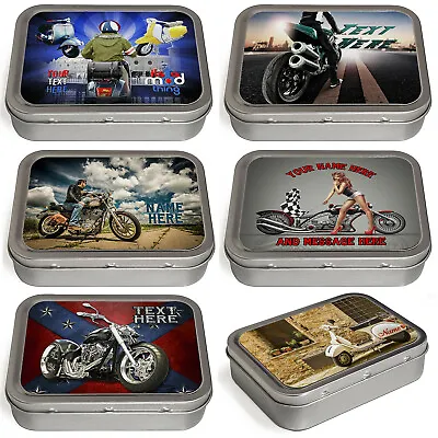 £8.95 • Buy Personalised Tobacco Tin Motorbike 2oz Baccy Fathers Day Cigarette Birthday