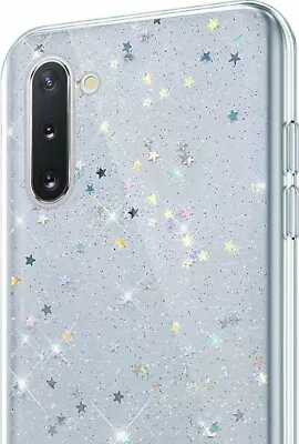 For Samsung Galaxy Note 10 - Hard Rubber Phone Case Cover Clear Glitter Stars • $8.35