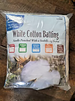 Pellon 100% Cotton Quilt Batting Twin Size 72  X 90  New Open Package • $14.99