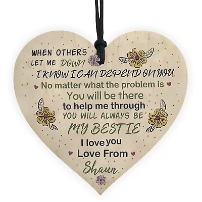 £2.95 • Buy Personalised Love You Friendship Sign Best Friend Wooden Heart Plaque Thank You