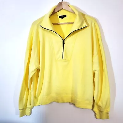 J Crew Women's Yellow Easter 1/4 Zip Pullover Sweatshirt Size Medium M Relaxed • $14.99