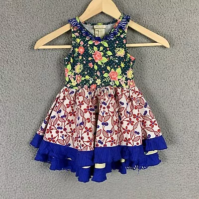 Matilda Jane Dress Youth 2 Floral Sleeveless Layered Tiered Ruffle • $22.97