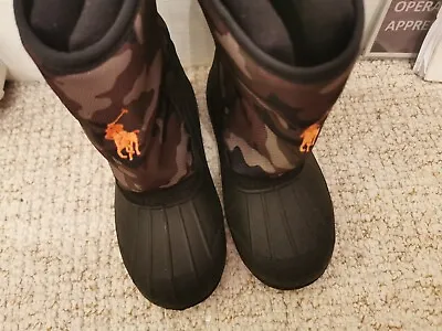 Ralph Lauren Polo  Camo Brown Snow Boots - UK Size 2 Boys/Unisex  • £28