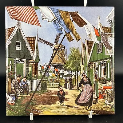 Holland Porcelain Ceramic Tile Windmill/Laundry Day By Ter Steege BV Wall Decor • £2.99