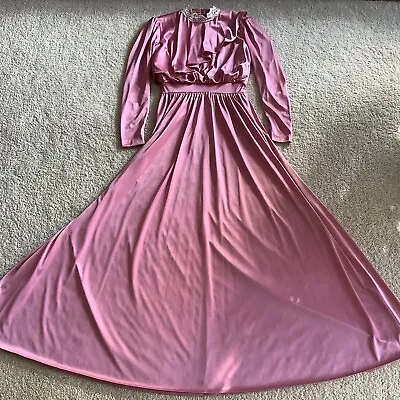 Vintage 1970's Maxi Dress Woman's Size 8 Gown Back Zip Lace Trim  • $44.64