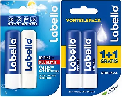 Pack Of Labello Original + Med Repair Lip Care Set  Set Of 2 • £10.99