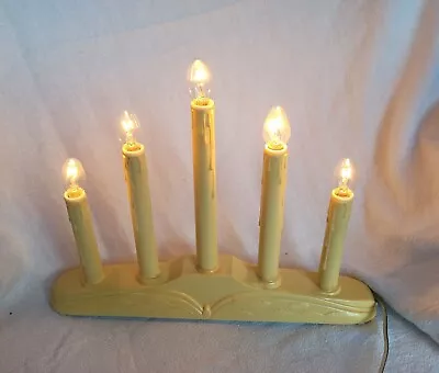 Vintage Christmas Window 5 Candle Lights Candelabra Candolier Plastic Decorative • $19.95