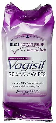 $42.66 • Buy Vagisil Anti Itch Medicated Wipes Maximum Strength Instant Relief 20ct 5 Pack