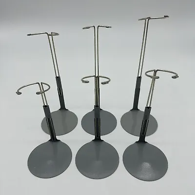 Vtg Lot 6 Kaiser Doll Display Stands Grey Metal 2101 Barbie Action Figure 8-12  • $39.50